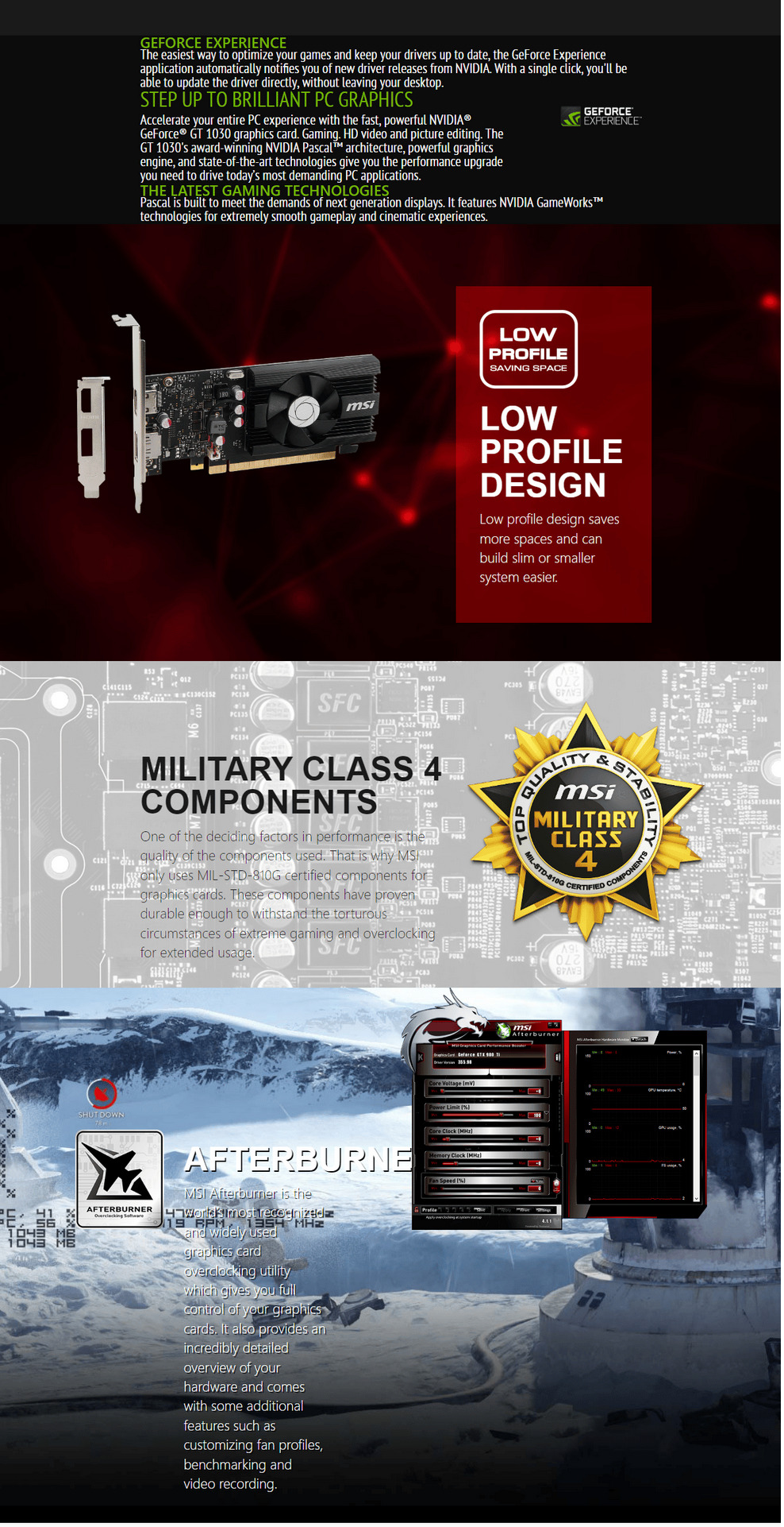 A large marketing image providing additional information about the product MSI GeForce GT 1030 4GB DDR4 - Additional alt info not provided